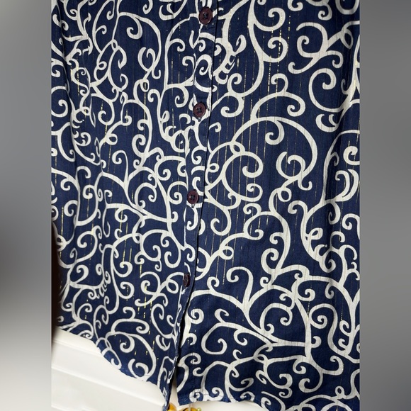 Lilly Pulitzer Blue Long Sleeve Button Down Top Sz 10 - Picture 4 of 12